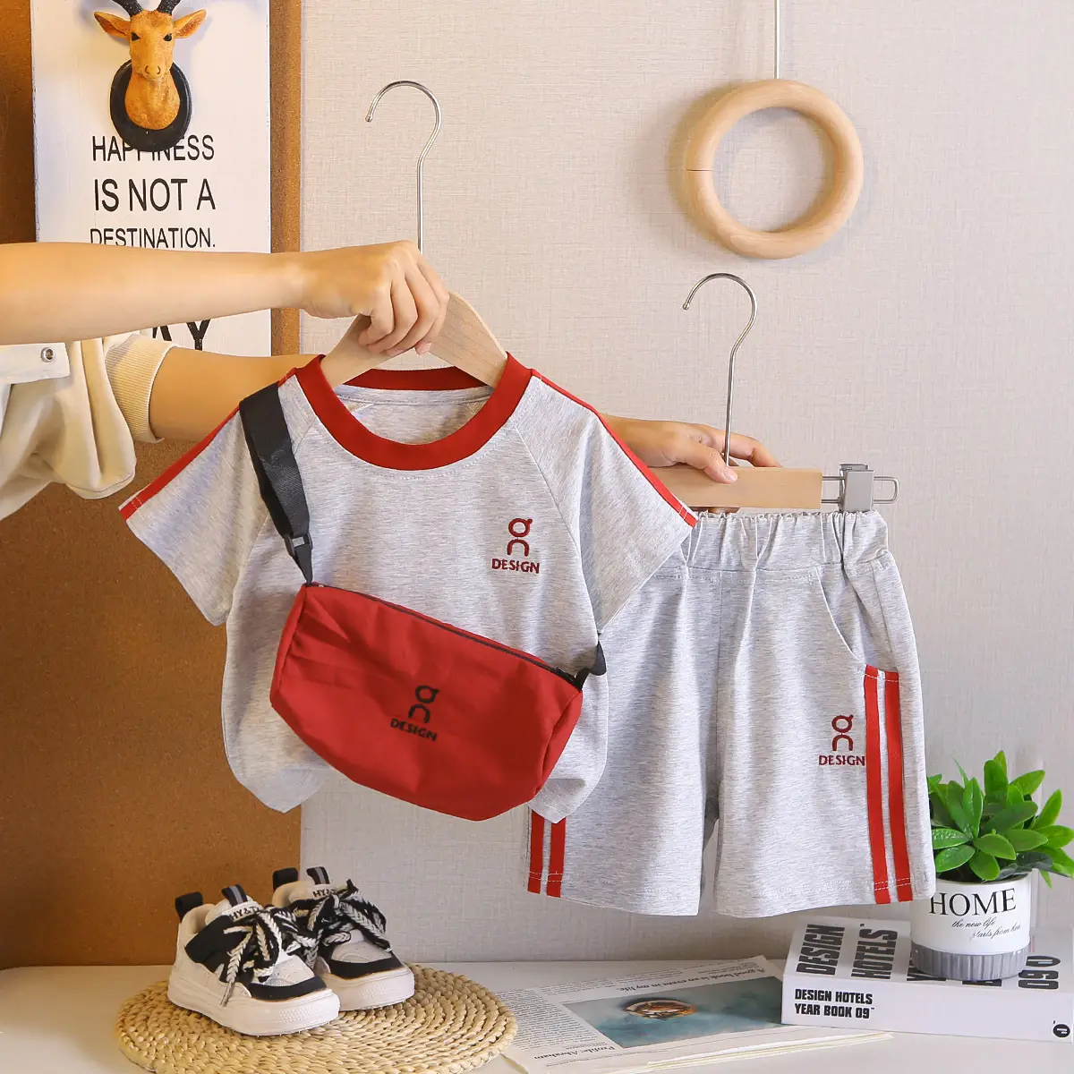 2026 Boys T-Shirt Shorts Bag Set Summer Clothes - Image 3