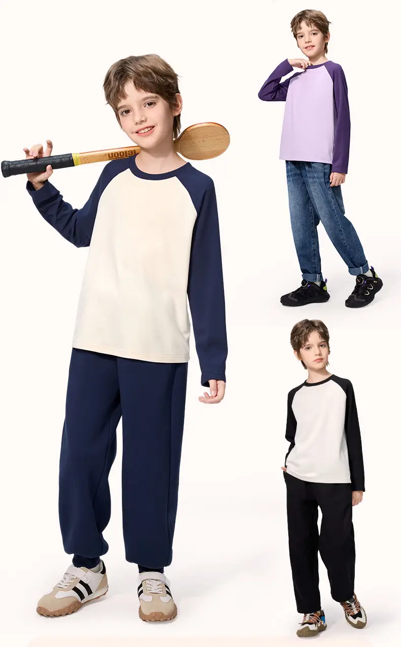 Boys Long Sleeve Thermal T-Shirt Pink White 2025 — feature 14