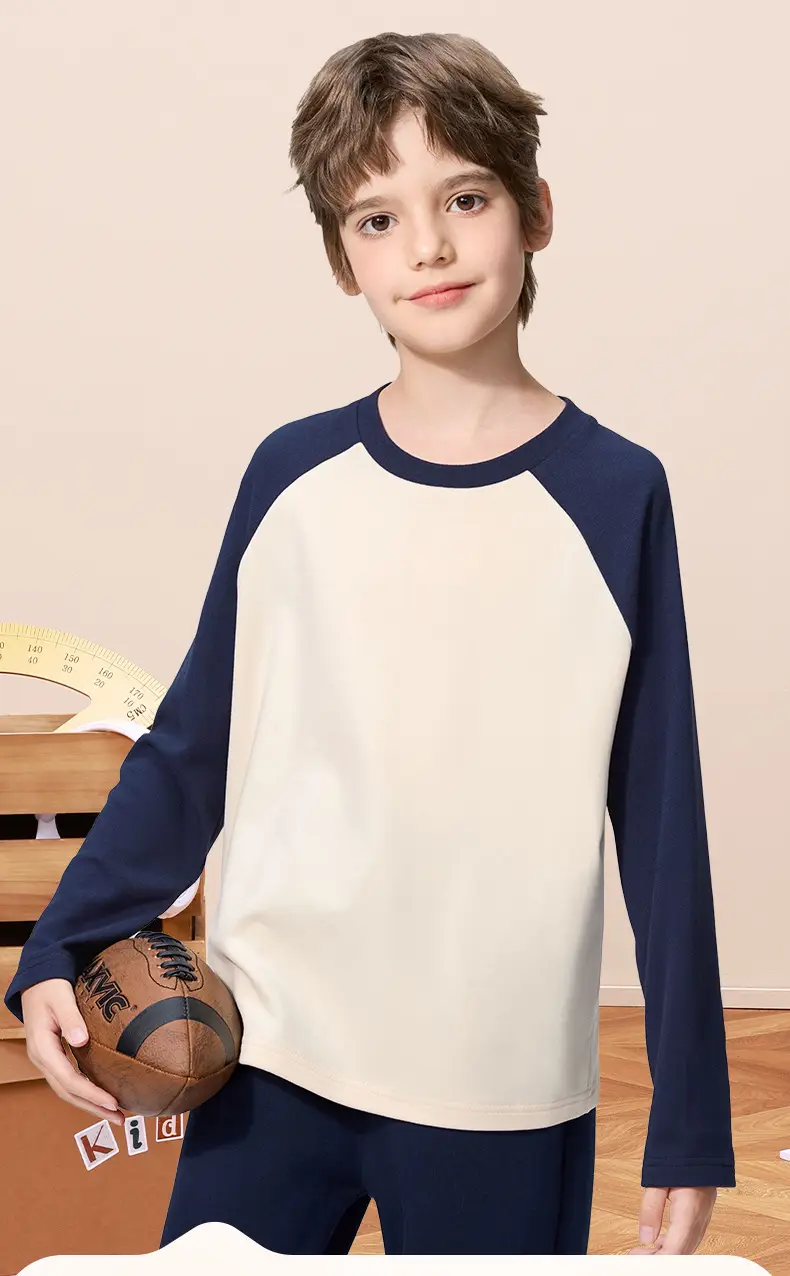 Boys Long Sleeve Thermal T-Shirt Pink White 2025 — feature 2