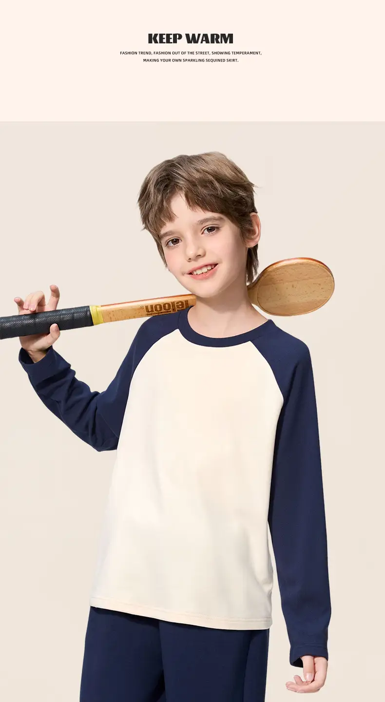 Boys Long Sleeve Thermal T-Shirt Pink White 2025 — feature 23