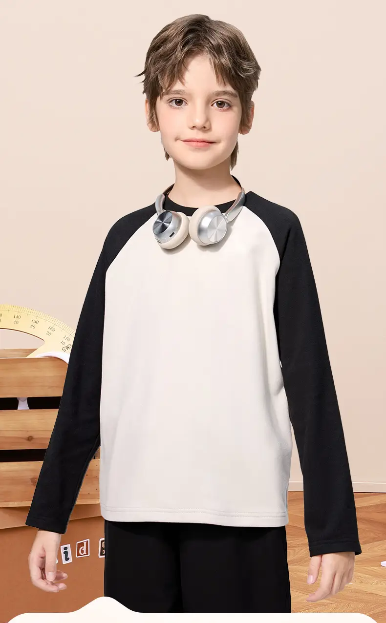Boys Long Sleeve Thermal T-Shirt Pink White 2025 — feature 3