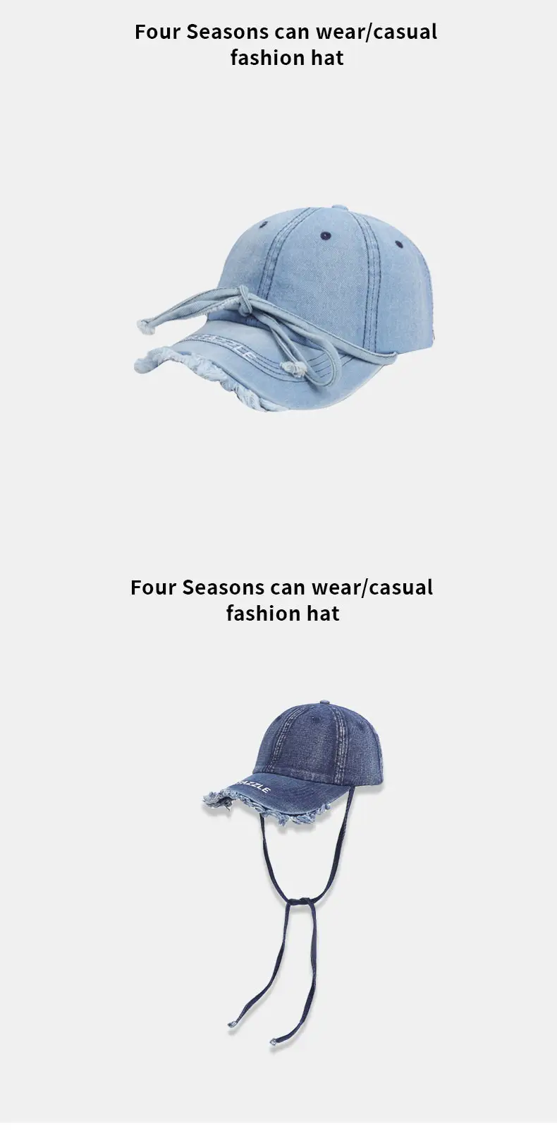 Denim Baseball Cap with Adjustable Strap, Windproof, Retro Design — feature 10