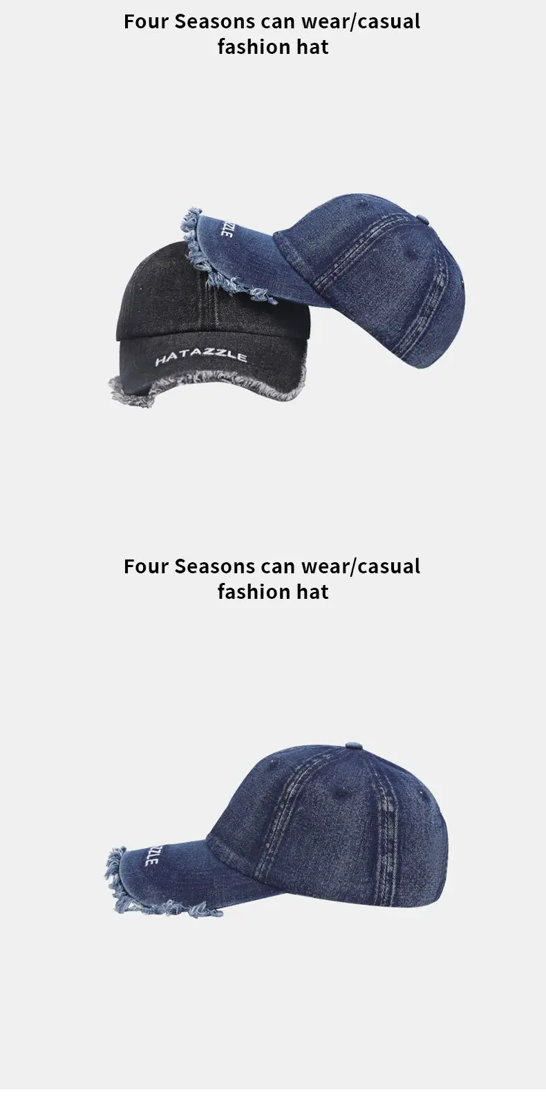 Denim Baseball Cap with Adjustable Strap, Windproof, Retro Design — feature 11