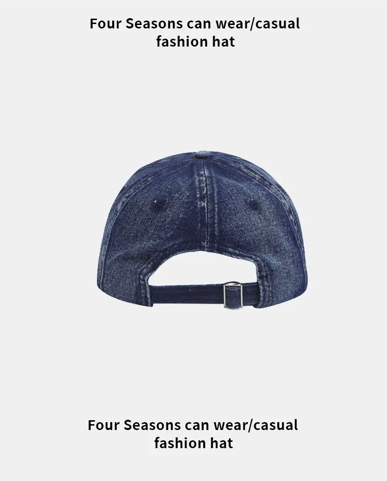Denim Baseball Cap with Adjustable Strap, Windproof, Retro Design — feature 12