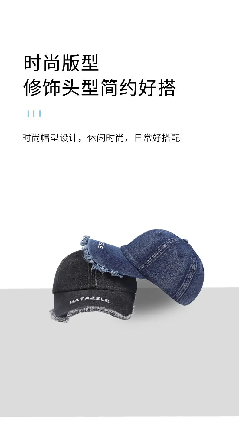 Denim Baseball Cap with Adjustable Strap, Windproof, Retro Design — feature 6