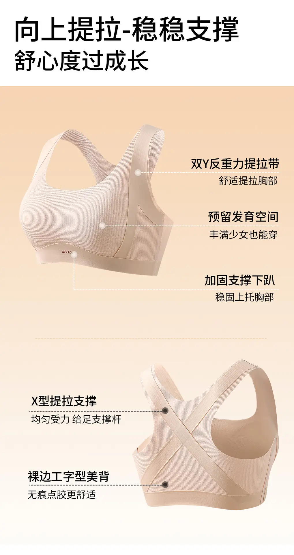 Recommended by Institutions: Posture Correction, Anti-Hunchback, Anti-Sagging, Shock-Proof, Anti-Run, Cross-Lifting Development Period Bra, Anti-Bump Bra for Girls — feature 11
