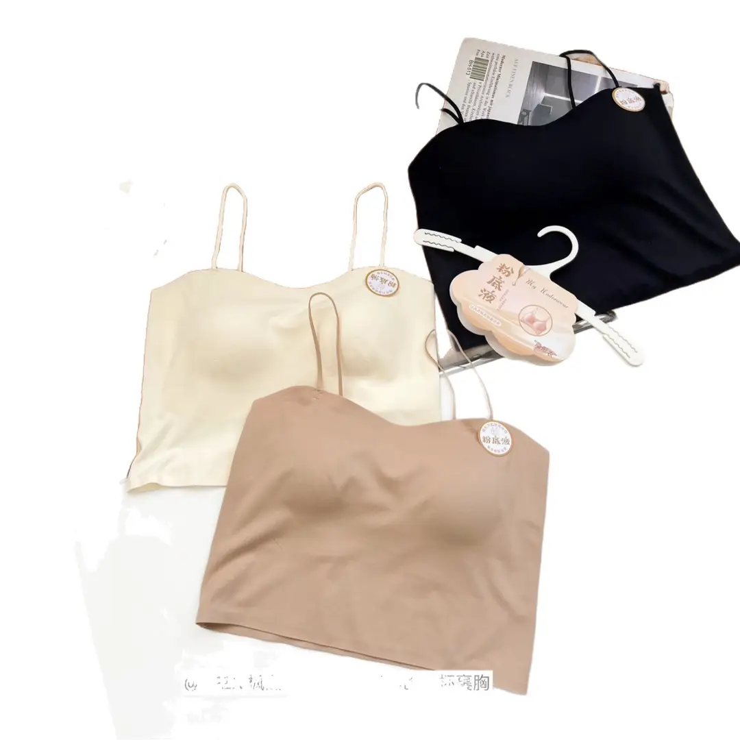 Liquid Foundation Invisible Short Strap Thin Strap Backless Seamless Fixed Cup Push-Up Tube Top Anti-Exposure Beautiful Back Underwear Wholesale