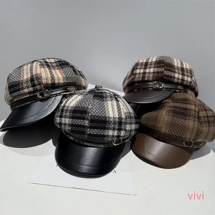 New Tweed Plaid Beret for Women British Style - Image 5