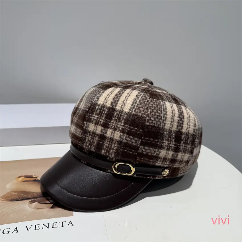 New Tweed Plaid Beret for Women British Style - Image 2