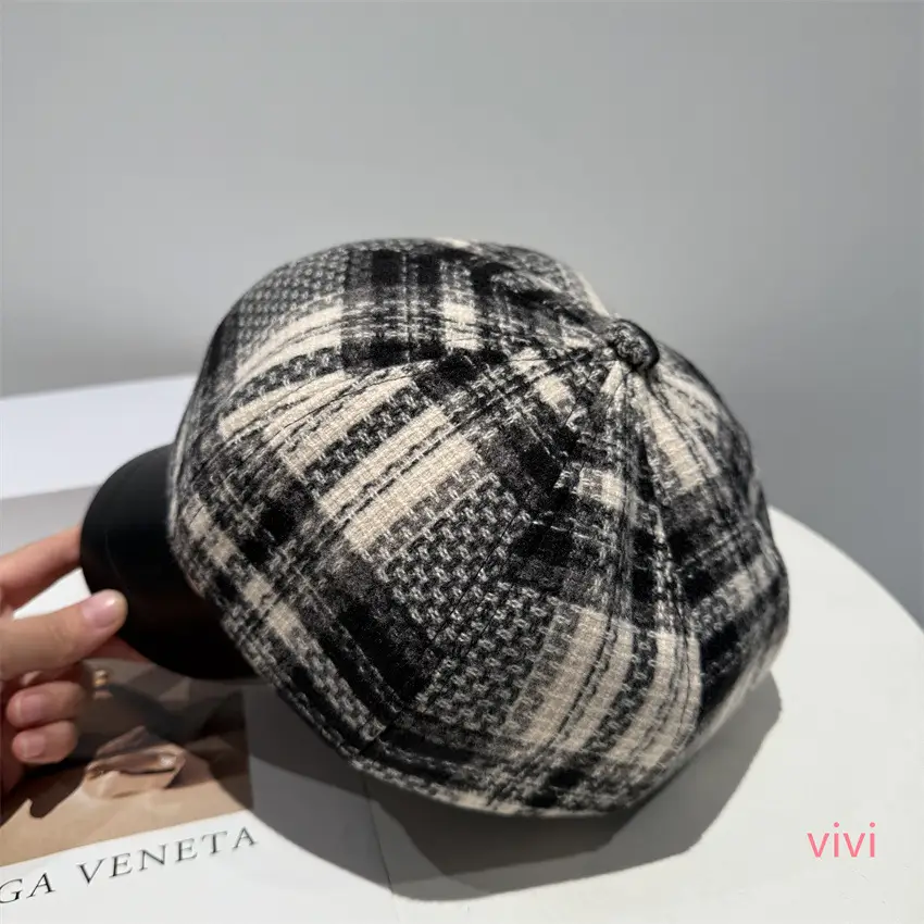New Tweed Plaid Beret for Women British Style - Image 6