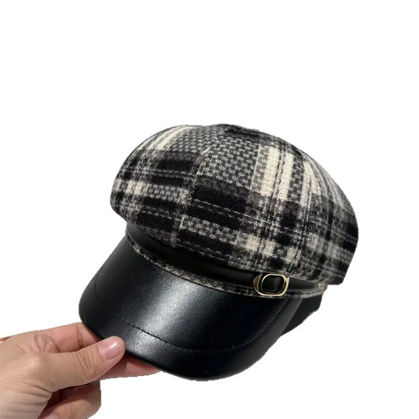New Tweed Plaid Beret for Women British Style - Image 7