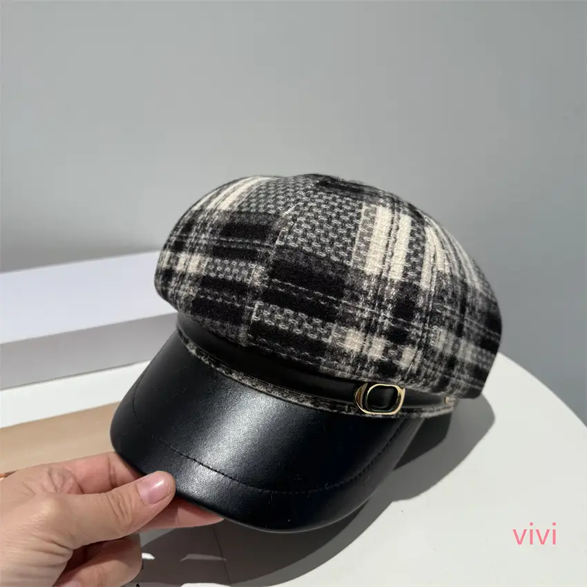 New Tweed Plaid Beret for Women British Style — feature 4