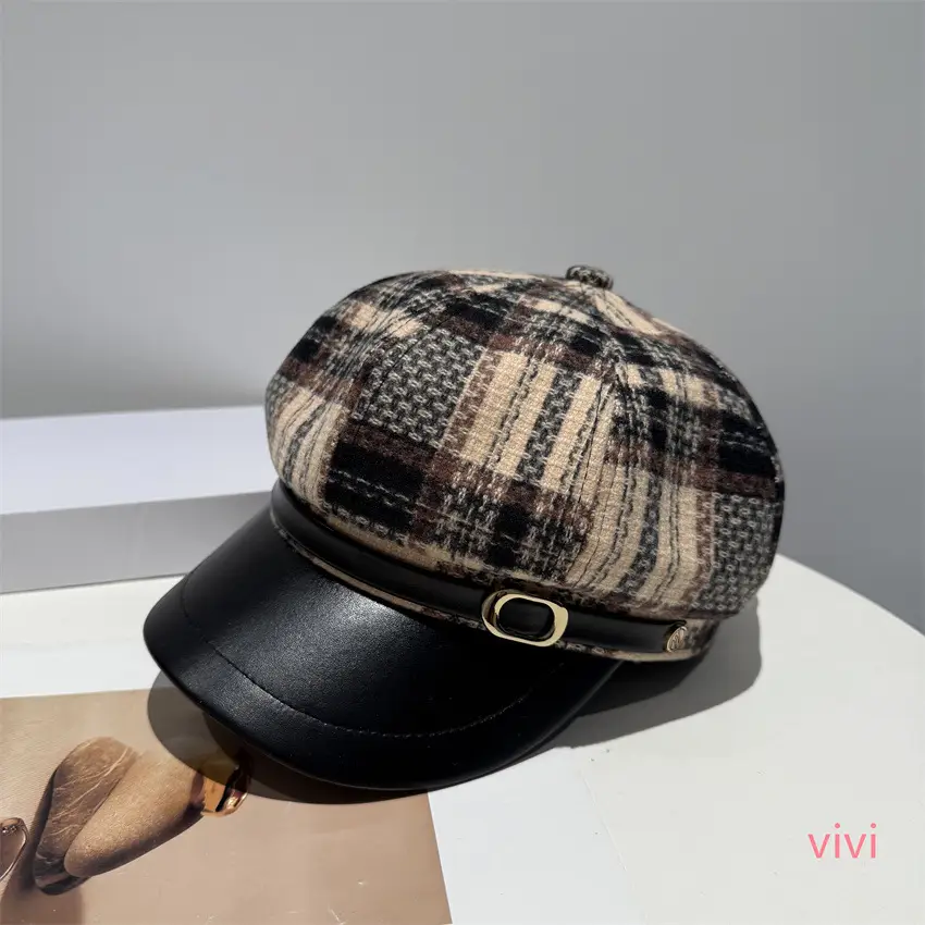 New Tweed Plaid Beret for Women British Style - Image 4