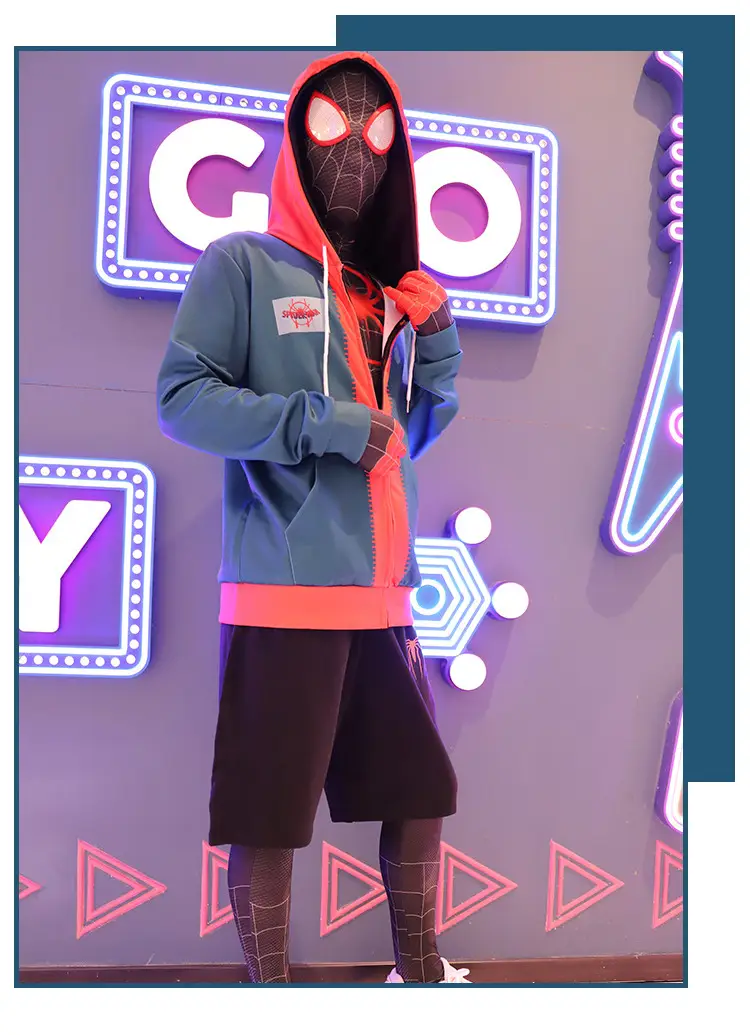 Spider-Man Cos Parallel Universe Little Black Spider Miles Hooded Jacket 3D Anime Cosplay Sweatshirt Shorts — feature 16