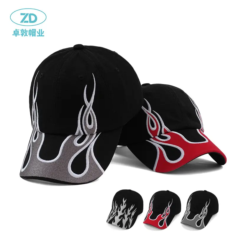 Kanye Flame Embroidered Baseball Cap Black Unisex - Image 4