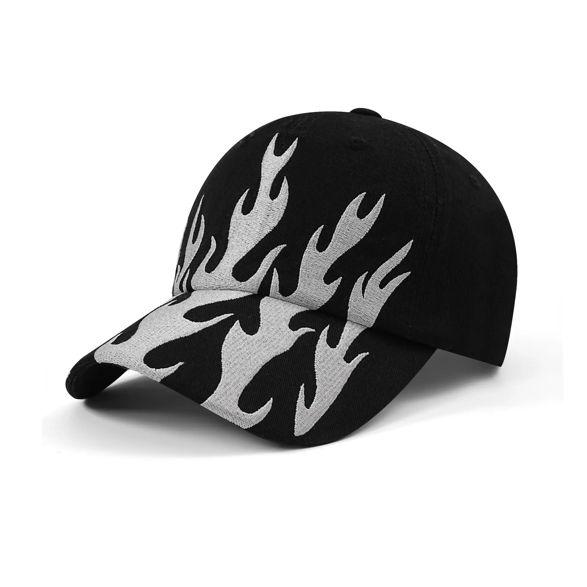 Kanye Flame Embroidered Baseball Cap Black Unisex - Image 3