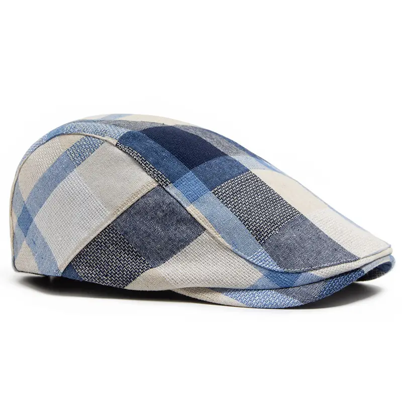 Women Plaid Beret Peaked Cap Summer Hat