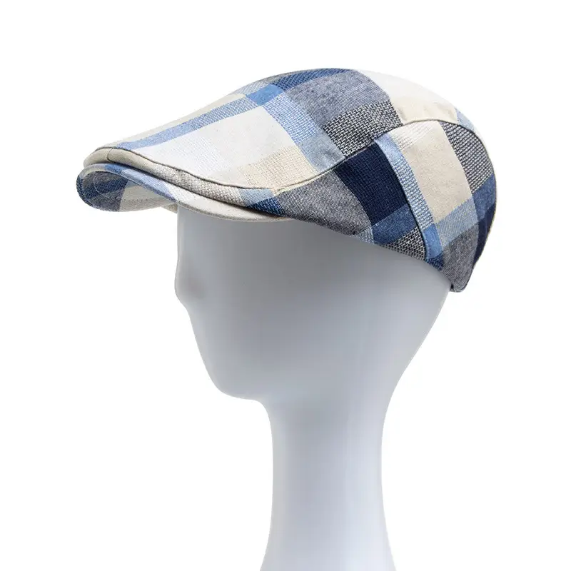 Women Plaid Beret Peaked Cap Summer Hat