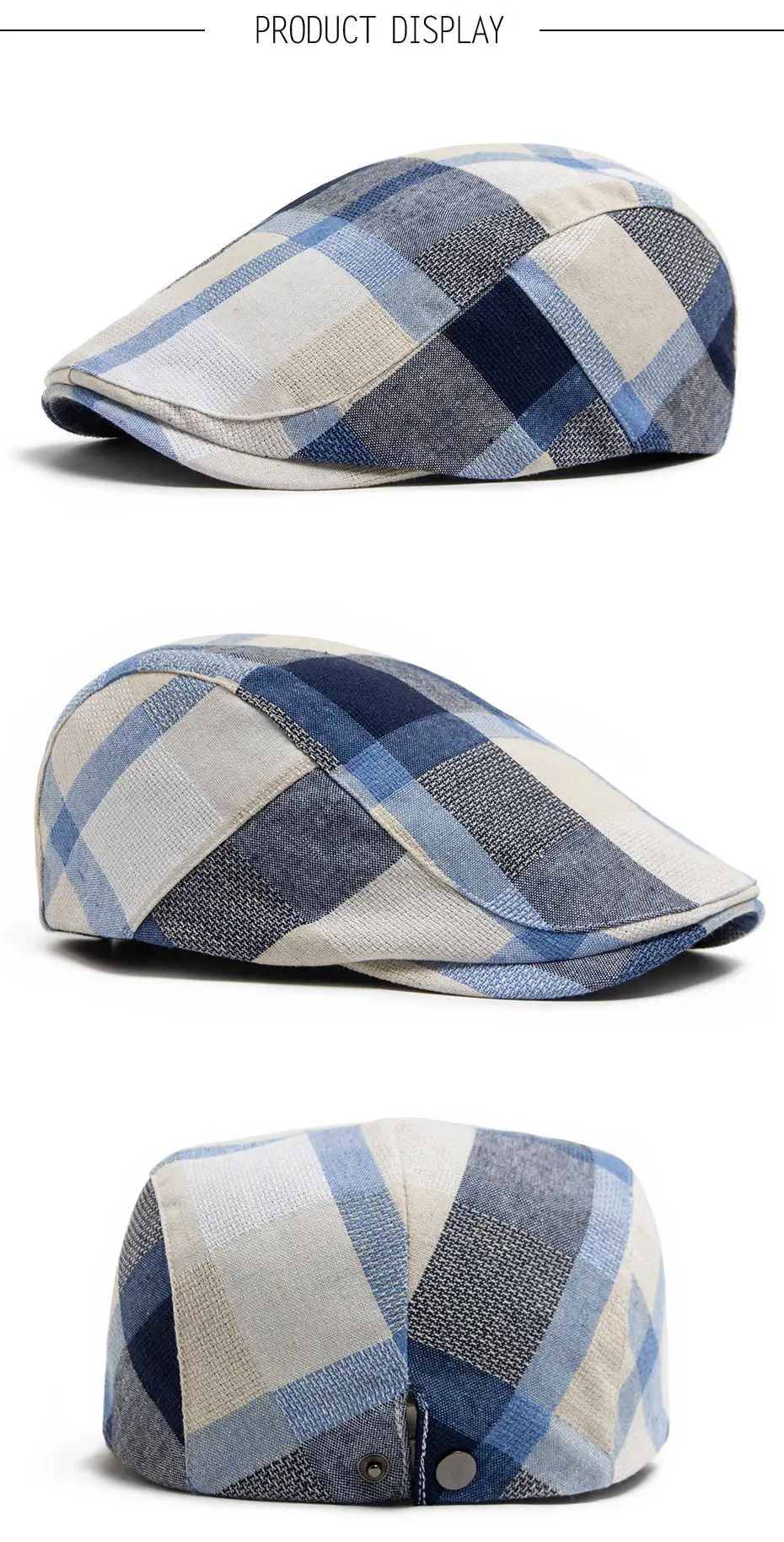 Women Plaid Beret Peaked Cap Summer Hat — feature 4