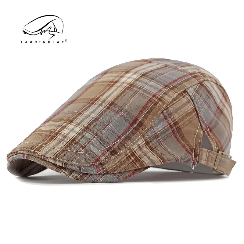 Women Plaid Duckbill Cap Spring Summer Thin Breathable - Image 3