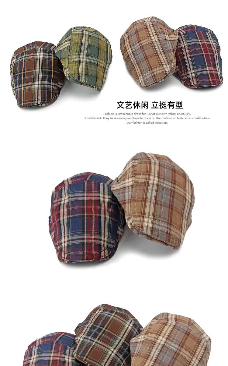 Women Plaid Duckbill Cap Spring Summer Thin Breathable — feature 17