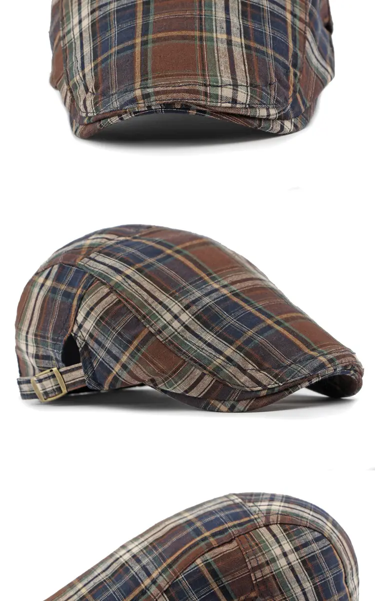 Women Plaid Duckbill Cap Spring Summer Thin Breathable — feature 20