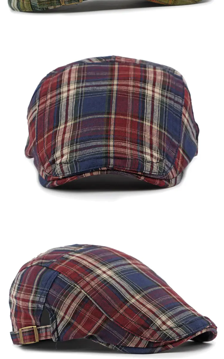 Women Plaid Duckbill Cap Spring Summer Thin Breathable — feature 23
