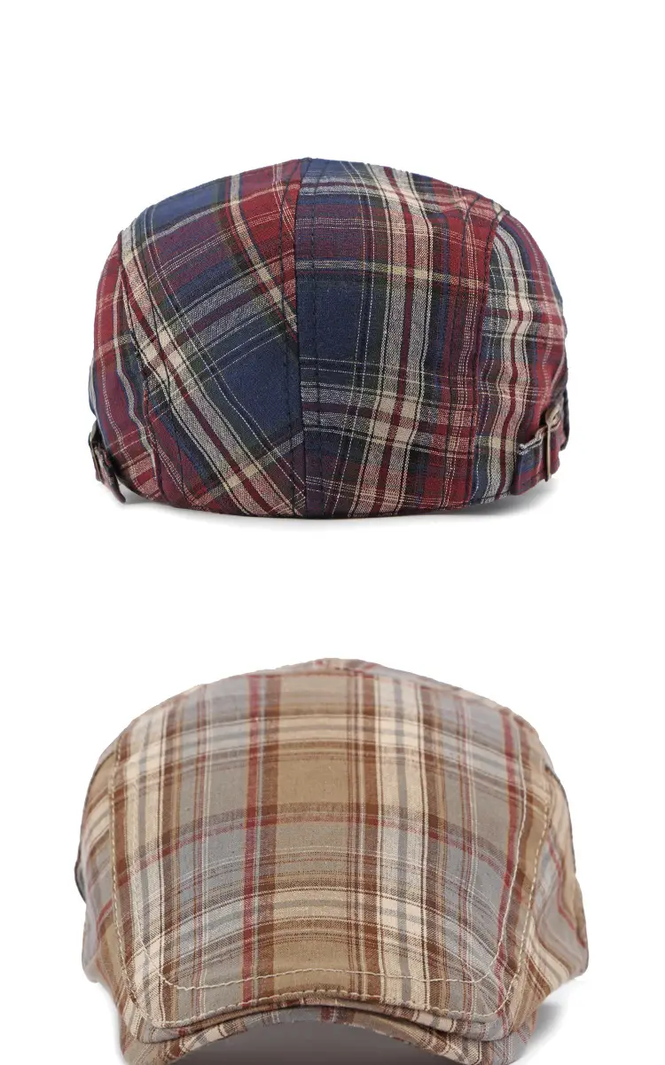 Women Plaid Duckbill Cap Spring Summer Thin Breathable — feature 24