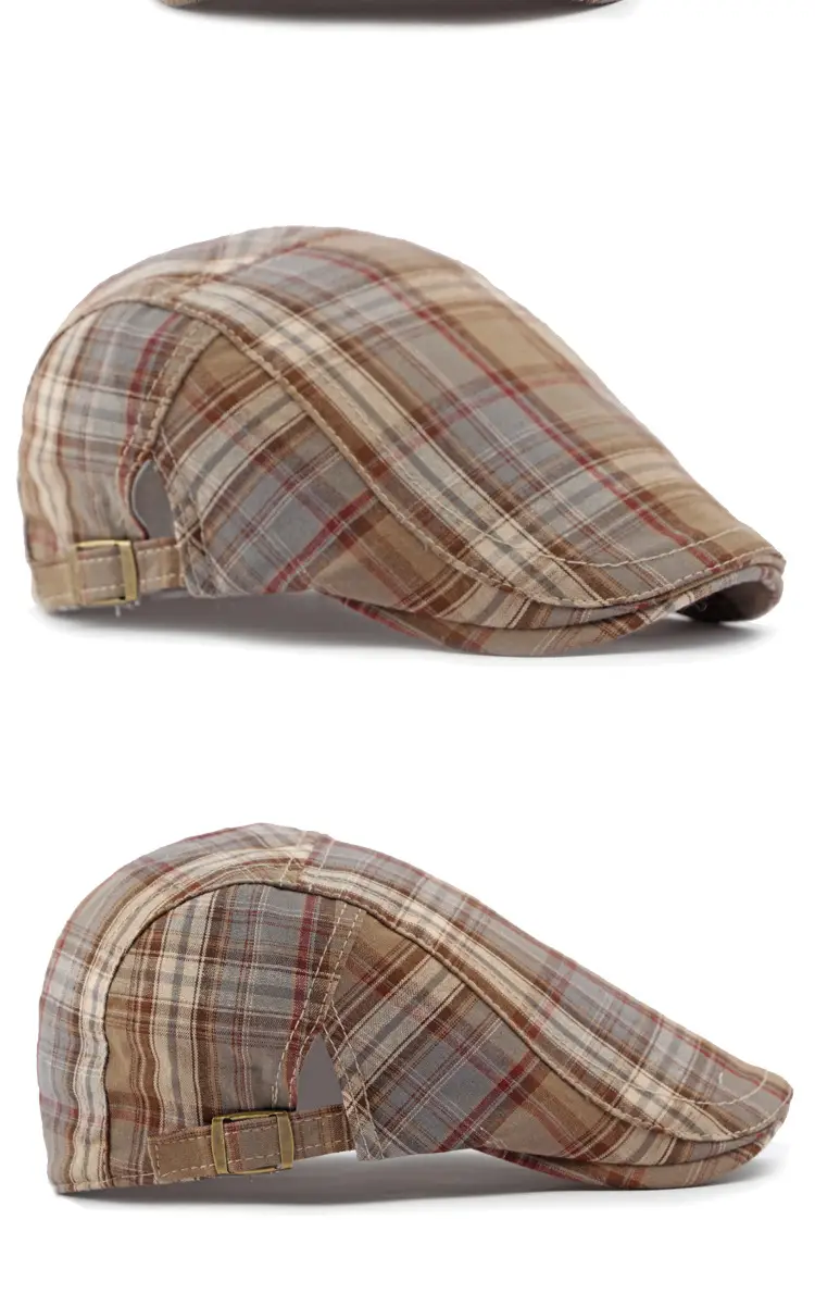 Women Plaid Duckbill Cap Spring Summer Thin Breathable — feature 25