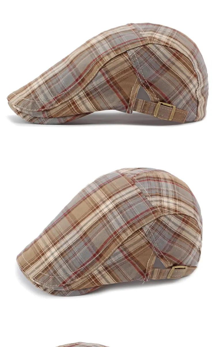 Women Plaid Duckbill Cap Spring Summer Thin Breathable — feature 26
