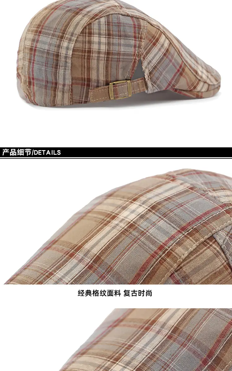 Women Plaid Duckbill Cap Spring Summer Thin Breathable — feature 27
