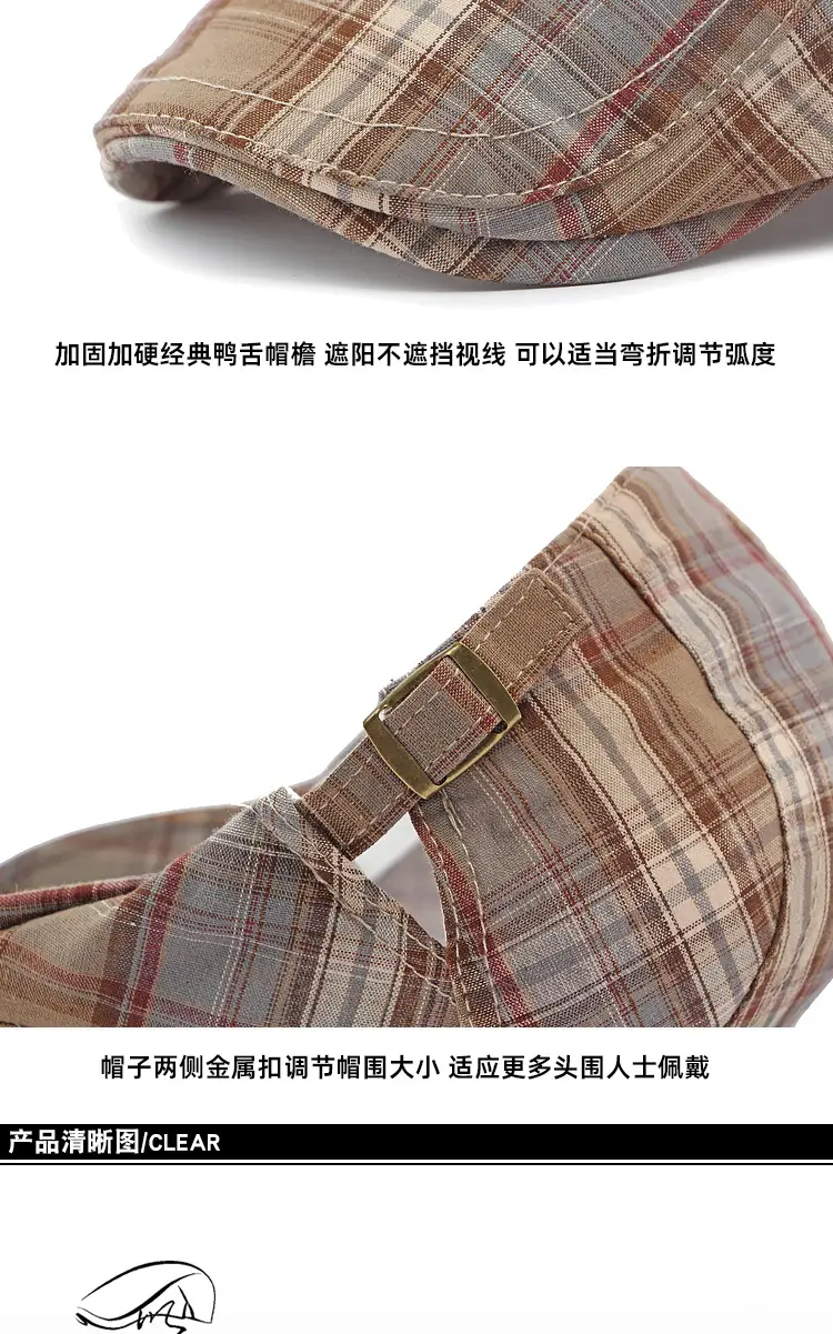 Women Plaid Duckbill Cap Spring Summer Thin Breathable — feature 28