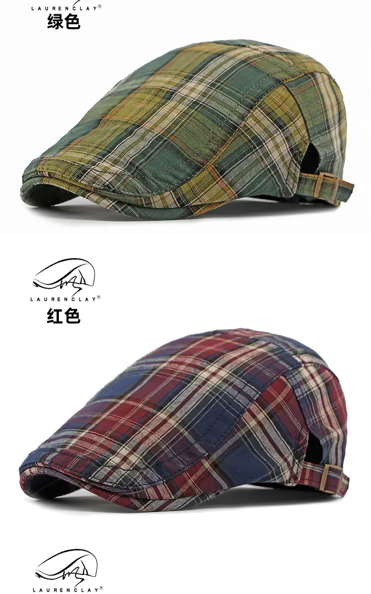 Women Plaid Duckbill Cap Spring Summer Thin Breathable — feature 29