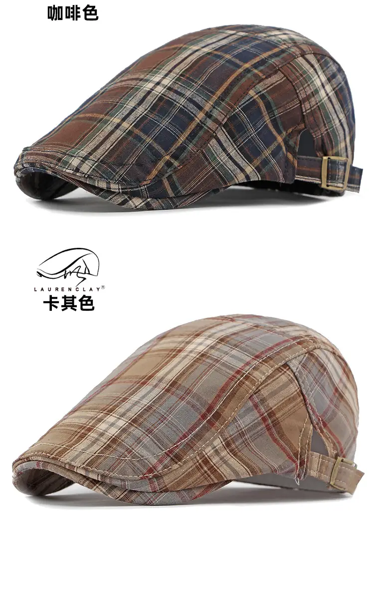 Women Plaid Duckbill Cap Spring Summer Thin Breathable — feature 30