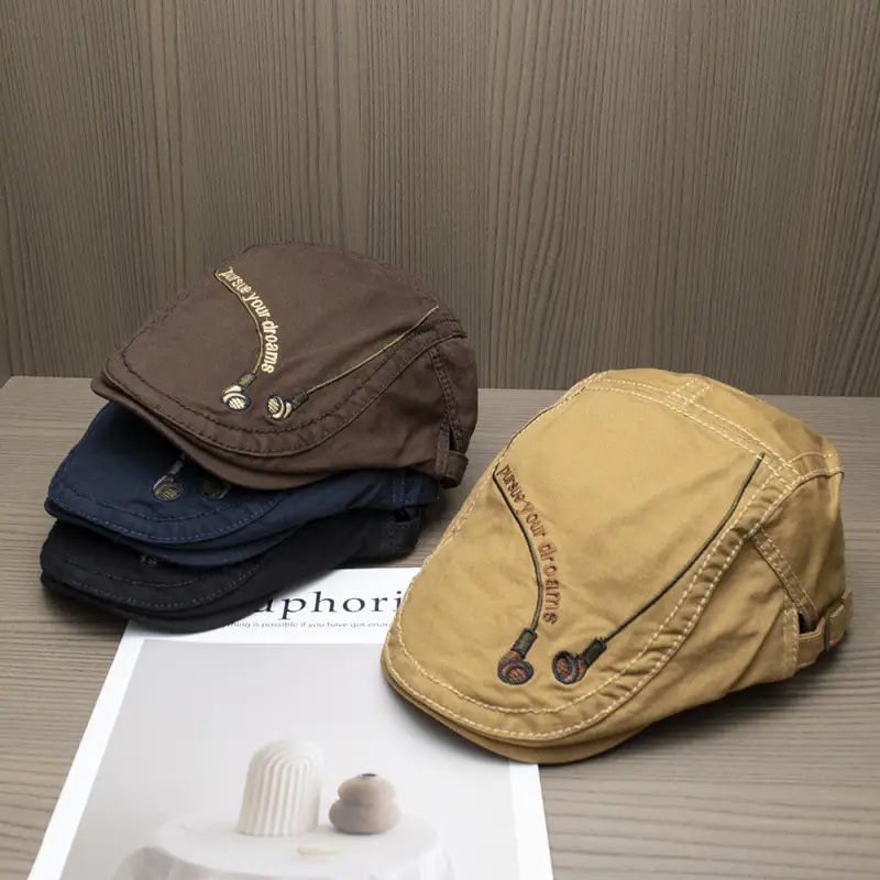Japanese Retro Embroidered Forward Cap Women Spring Summer
