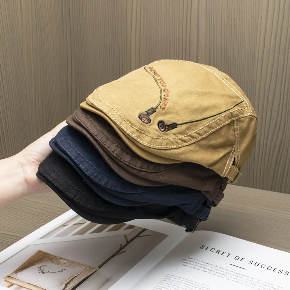 Japanese Retro Embroidered Forward Cap Women Spring Summer — feature 1