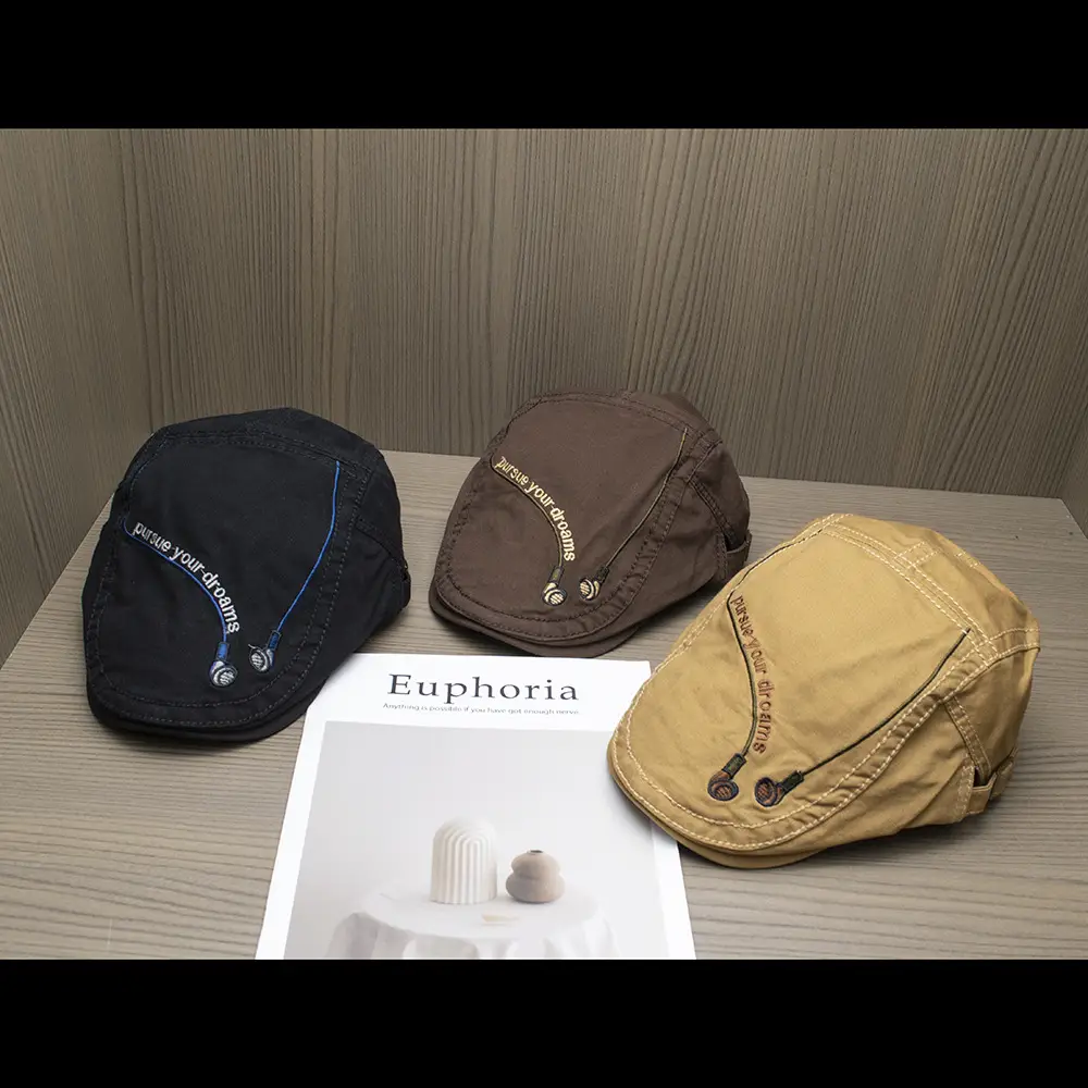 Japanese Retro Embroidered Forward Cap Women Spring Summer — feature 2