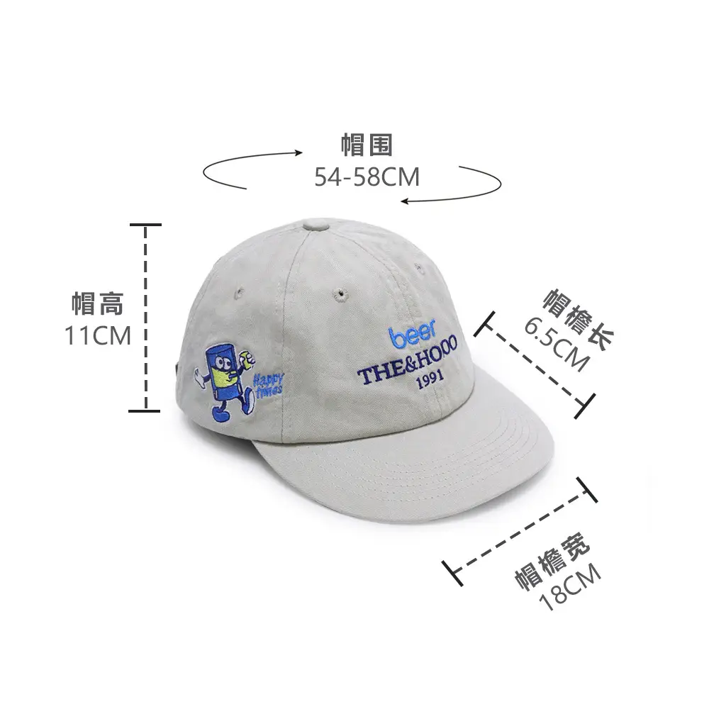 Blue Cartoon Baseball Cap Wide Brim Grey - Image 3