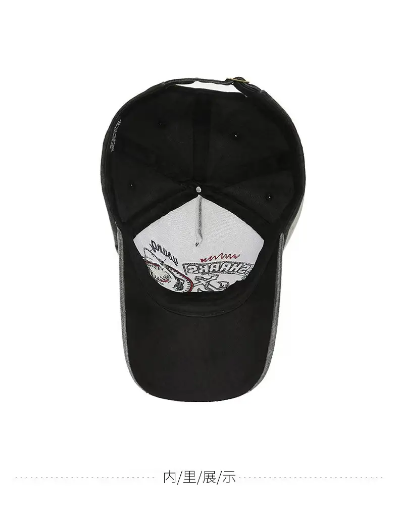 American Retro Duckbill Cap Women Vintage Washed Large Head Circumference Shark Denim — feature 8