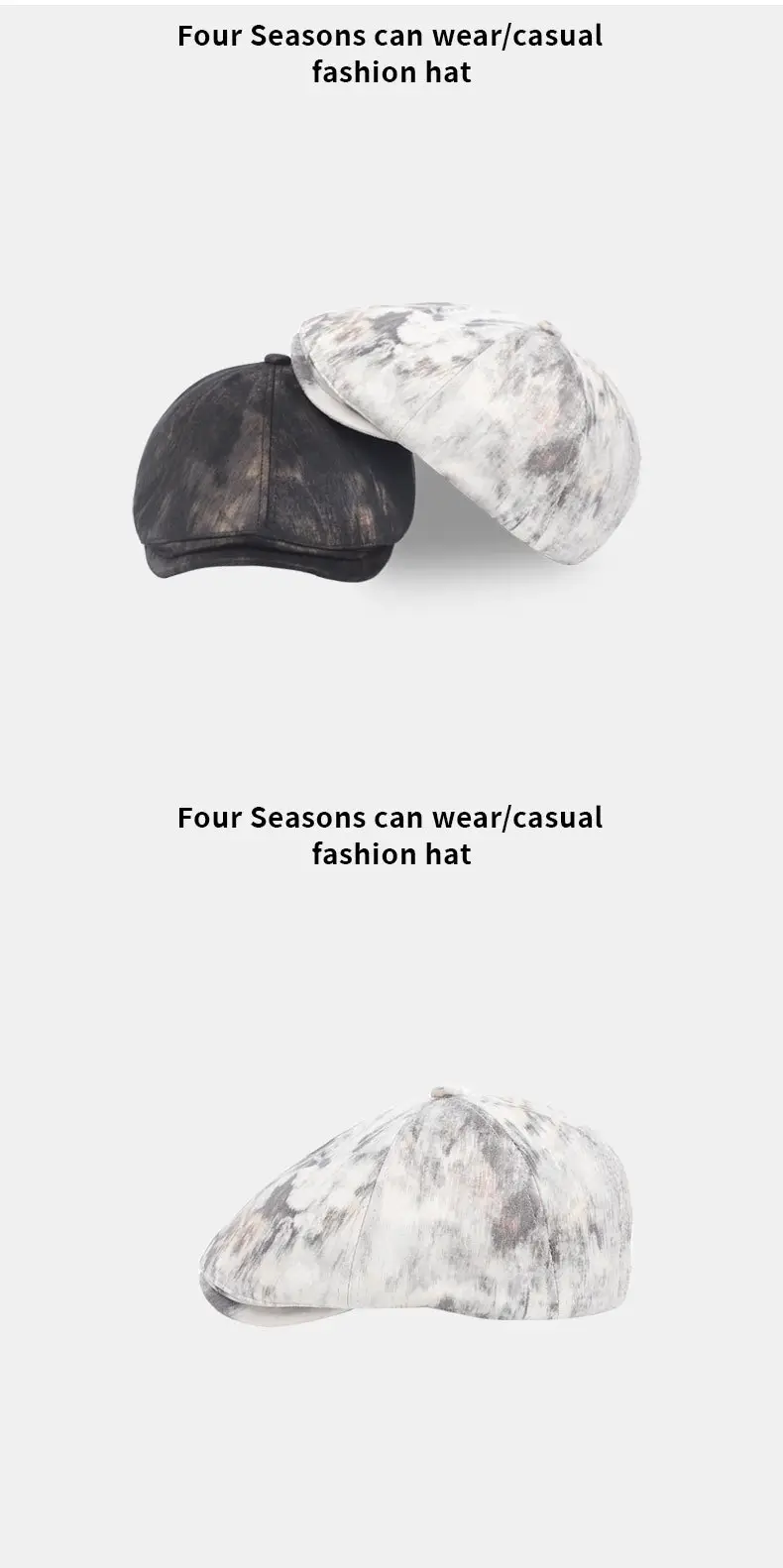 Women Retro Forward Cap White PU Leather Adjustable — feature 11