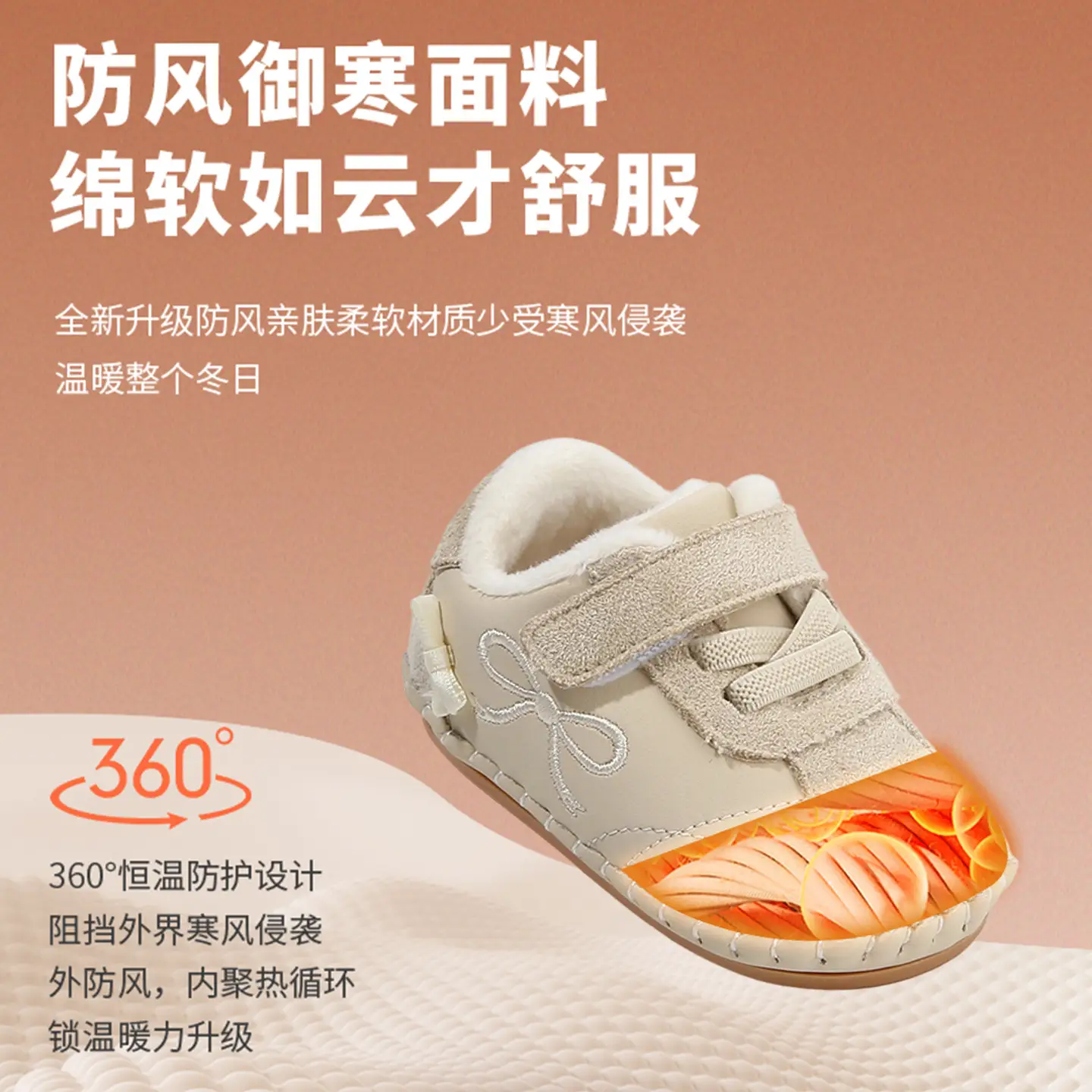 Winter Baby Shoes for 6-12M Fleece Lined Soft Sole