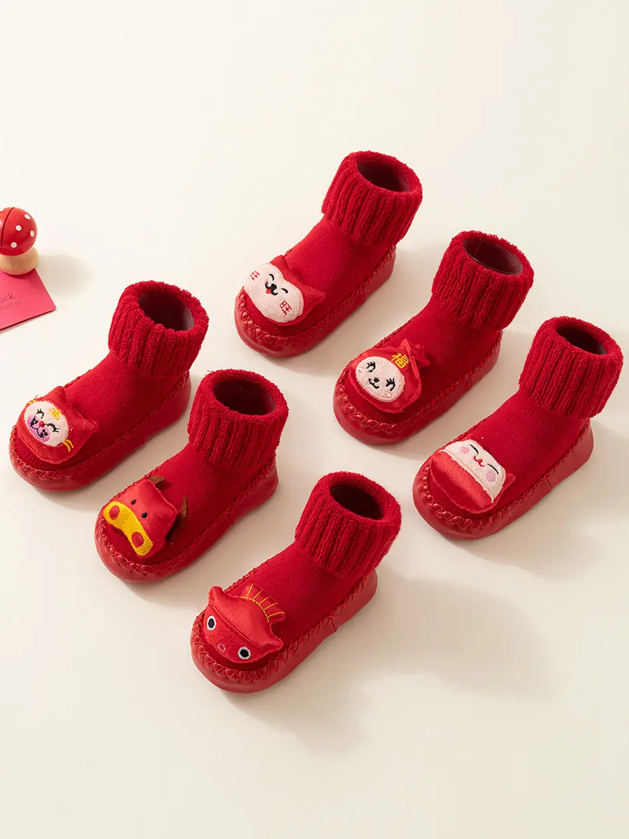 Baby Red New Year Socks for 6-18M Kids Winter Non-Slip - Image 10