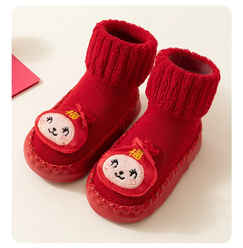 Baby Red New Year Socks for 6-18M Kids Winter Non-Slip β feature 17