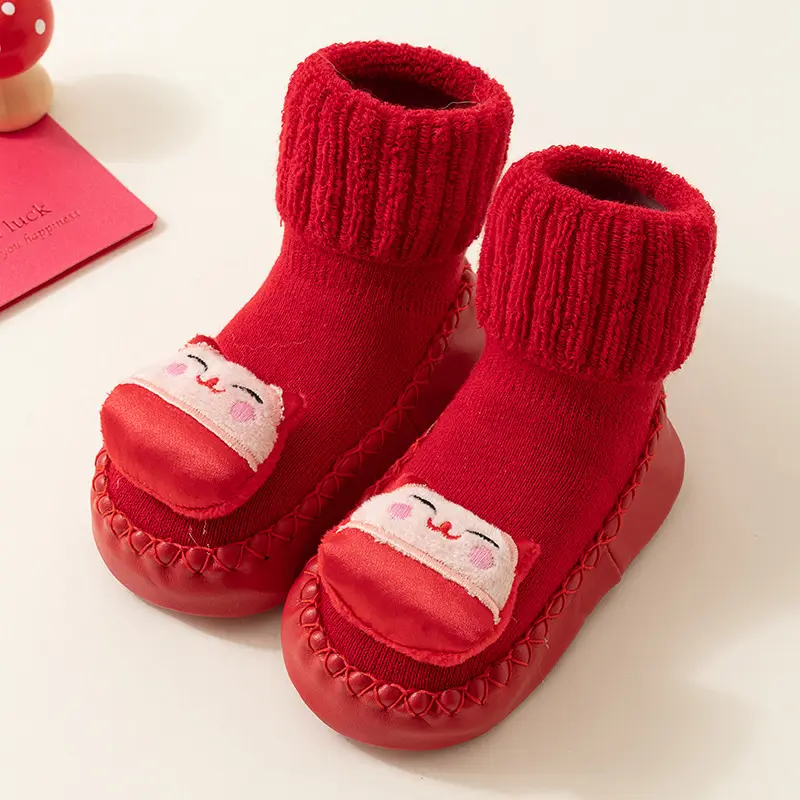 Baby Red New Year Socks for 6-18M Kids Winter Non-Slip - Image 2