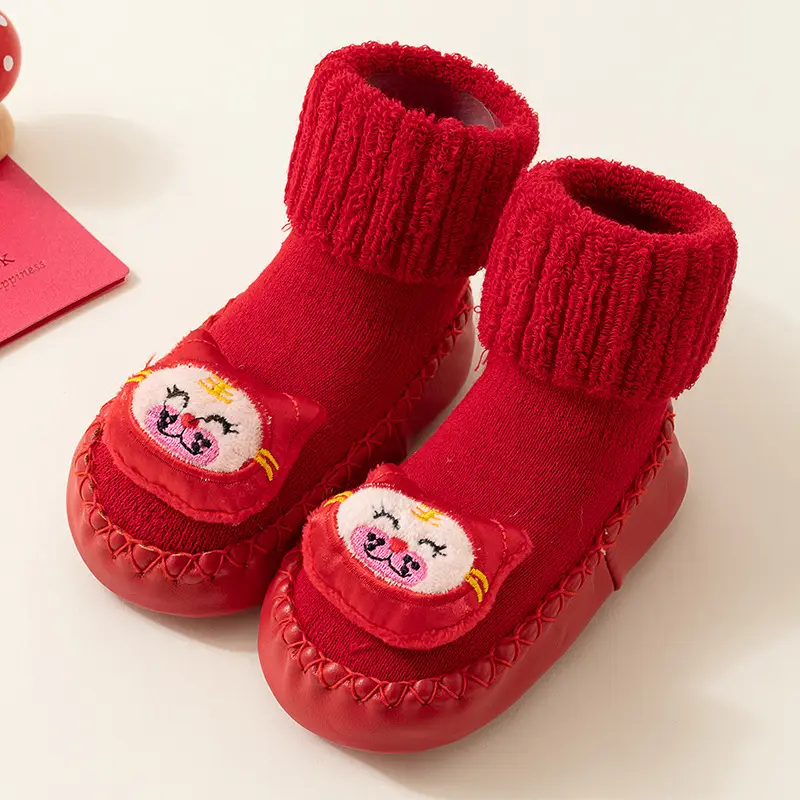 Baby Red New Year Socks for 6-18M Kids Winter Non-Slip - Image 3