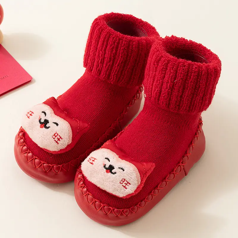 Baby Red New Year Socks for 6-18M Kids Winter Non-Slip - Image 4