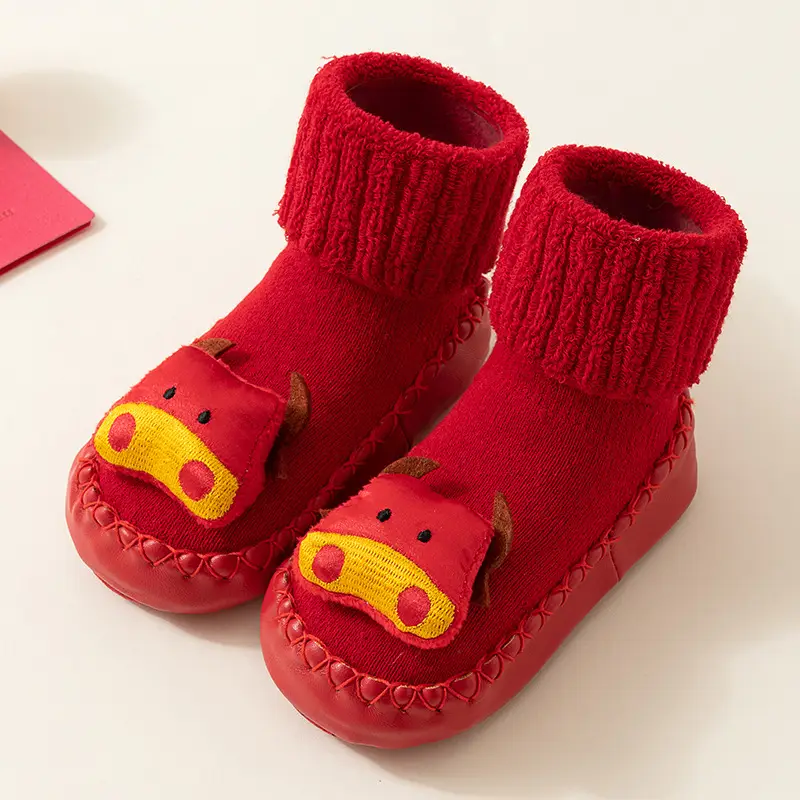 Baby Red New Year Socks for 6-18M Kids Winter Non-Slip - Image 5