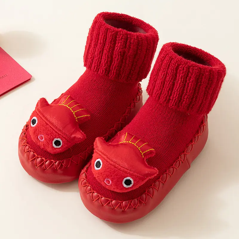 Baby Red New Year Socks for 6-18M Kids Winter Non-Slip - Image 6