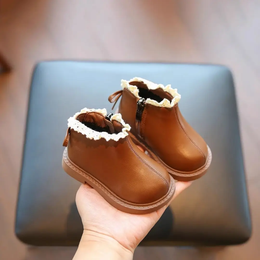 Baby Girl Short Boots 2025 Winter Velvet Shoes Girls Small Leather Boots Boots Children Princess Shoes Toddler Shoes Baby — feature 13