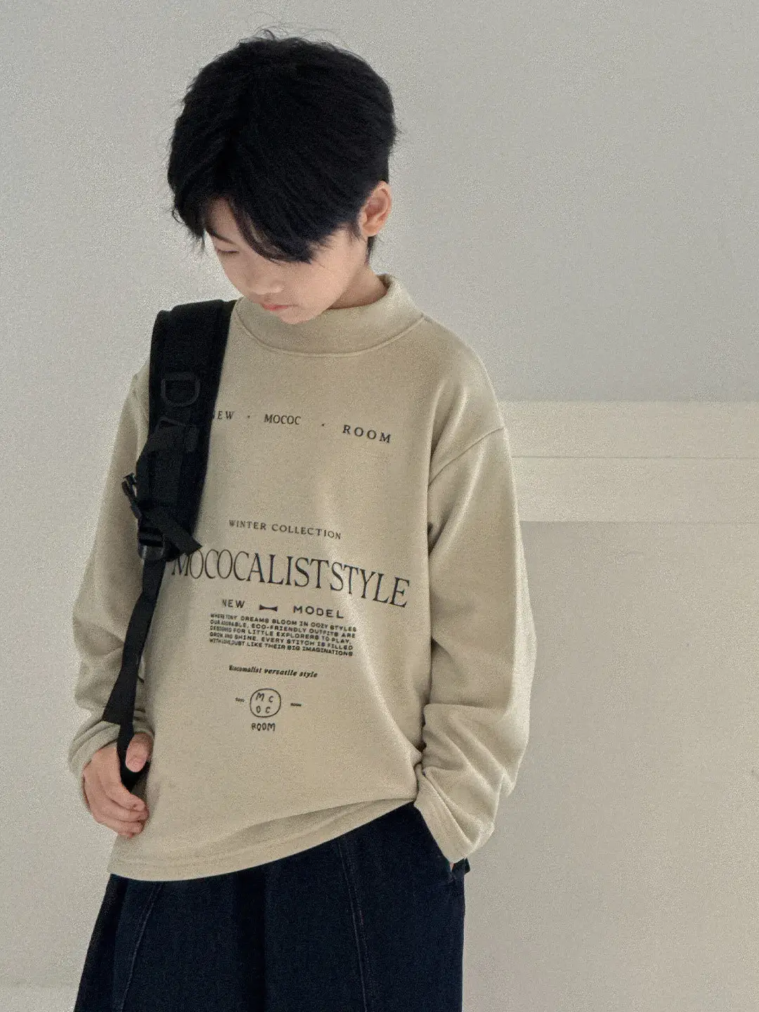 Boys Fleece Long Sleeve Winter T-Shirt Beige - Image 4